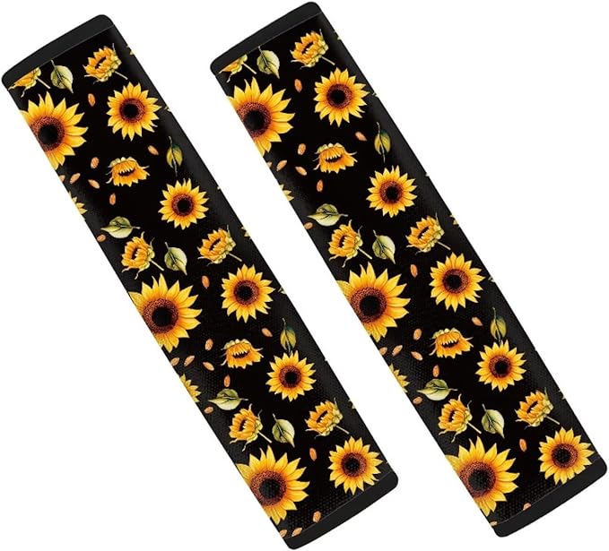 AFPANQZ Sunflowers Pattern Seat Belt Pad Cover for Women Adults Kids Safety Seatbelt Pad Cushion Adjustable Comfortable Driving Schoolbag Straps Pads