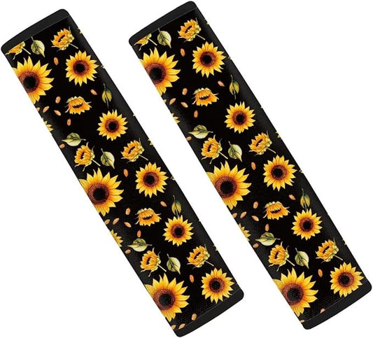 AFPANQZ Sunflowers Pattern Seat Belt Pad Cover for Women Adults Kids Safety Seatbelt Pad Cushion Adjustable Comfortable Driving Schoolbag Straps Pads