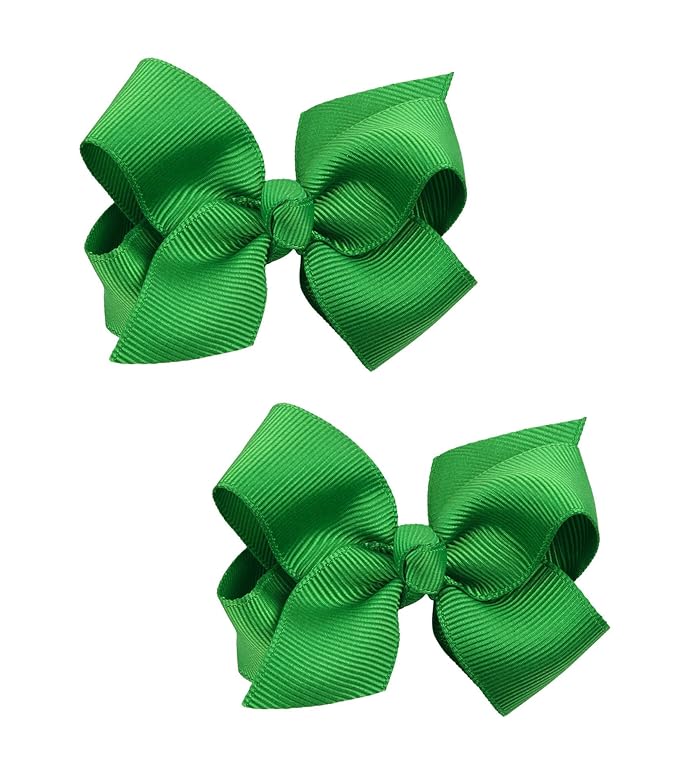 Baby Girl's 2Pcs Cute 3 Inch Pure Color Bow-knot Hair Clip for Photography Travel Daily Life (Christmas Green)