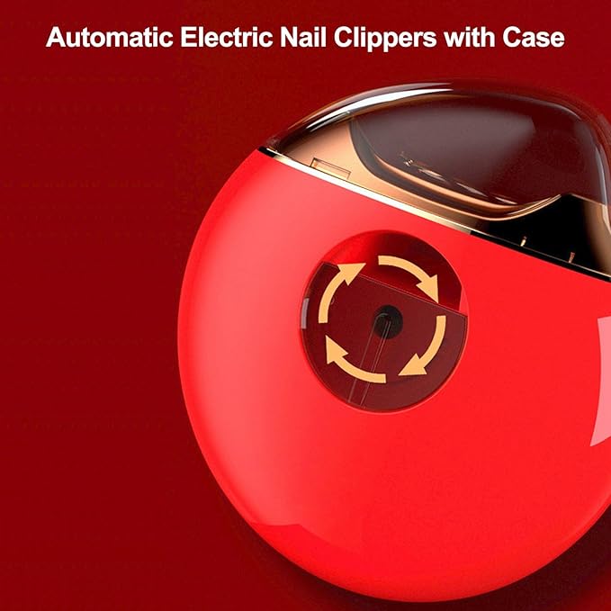 Automatic Nail Clipper with Blade for Quick Nail Grinding and Trimming, Nail Clippings Storage Box, Secure to Use, Electric Nail Clippers, Electric Automatic Nail Clipper (Red)