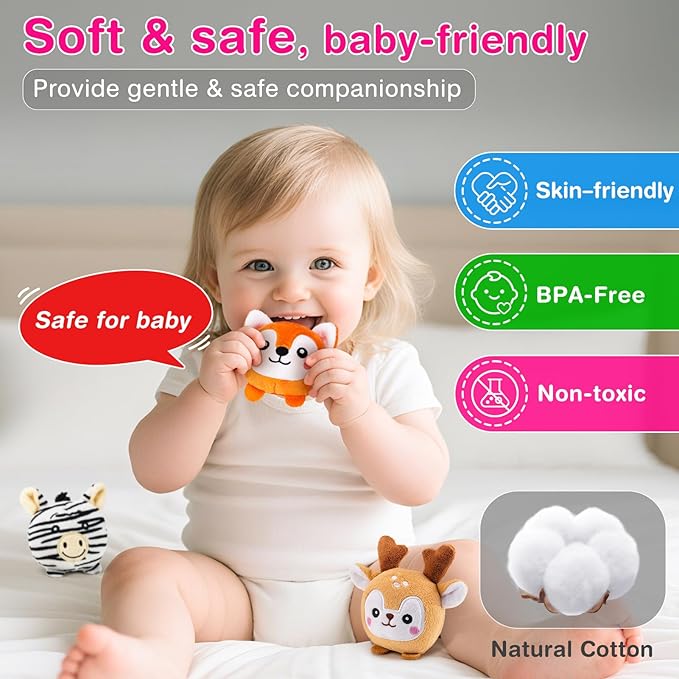 Baby Toys - Soft Squirrel Barn with 6 Sensory Stuffed Animals - Rattles, Crinkle, Mirror, Montessori Toys Ball for 6-12 Months & 0-3 year Toddler Boy Girl Birthday Gift Travel & Fidget Toy