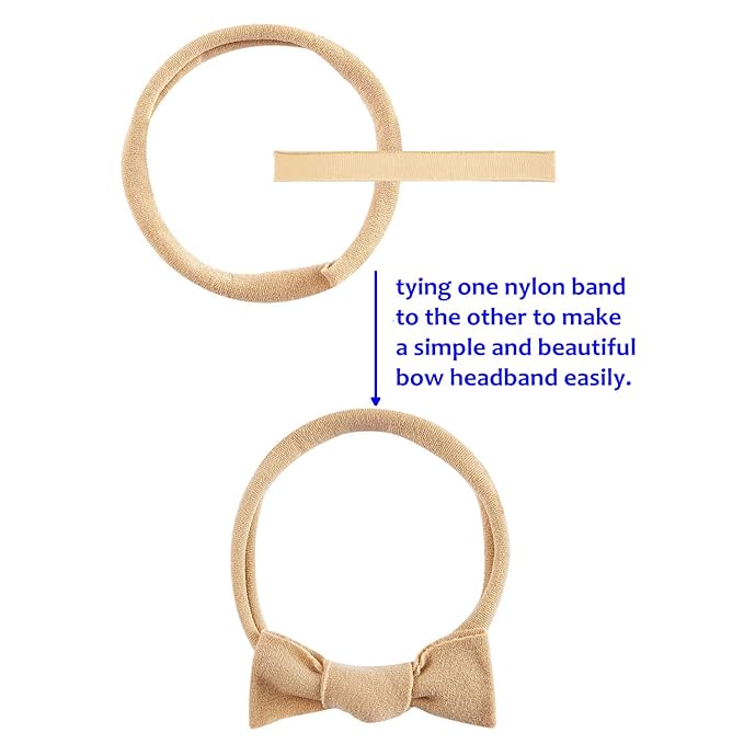 inSowni 200 Pack Bulk Wholesale Super Soft Stretchy DIY Nylon Headbands Hair Bands for Baby Girls One Size Fits All (Khaki)