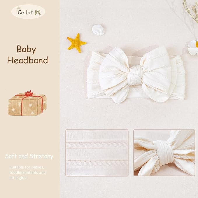 CÉLLOT 6 Pcs Baby Bows Headbands Nylon Hairbands Baby Girl Bows Hair Accessories for Newborn Infant Toddler Essentials (Earth Tone)