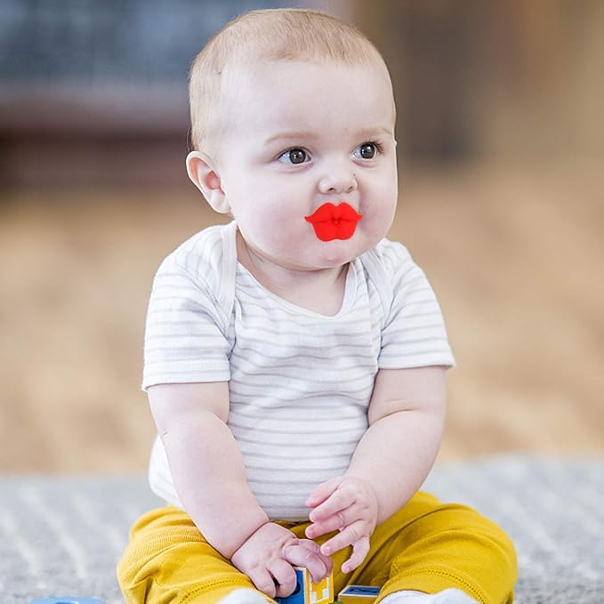 3pcs Infant Pacifier, Funny Lips Baby Pacifiers, Soft Silicone Cute Pacifier Design with Kiss Lip, Cute Pacifier Lovely Mommy's Touch Pink Kiss Lips Pacifiers