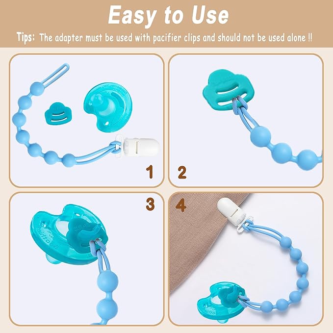 Silicone Pacifier Clip Adapter Ring for Philips Avent Soothie, 4 Pack 100% Food-Grade Silicone Binky Clips Holder Adapter Rings Competible with Avent Soothie,BPA-Free Soft Flexible Safe Durable, Green