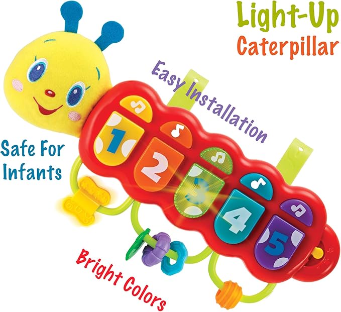 KiddoLab Play & Learn Bundle: Lira's Light-Up Caterpillar Crib Toy & Melodic Monkey Plush - Engaging Musical Pals for Your Little One.