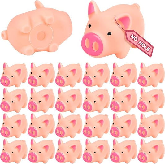 DEEKIN 24 Pcs 2 Inch Waterproof No Hole Rubber Pigs Bath with Sealed Plug Without Hole Bathtub Floating Bath Pig for Birthday Party Decoration Gift Swimming Pool