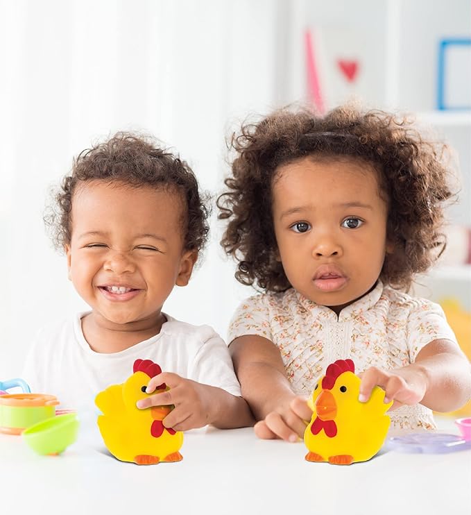 DolliBu Rooster Bath Buddy Squirter - Floating Yellow Chicken Rubber Bath Toy, Fun Water Squirting Bathtime Play For Toddlers, Cute Farm Barn Animal Toy For The Bathtub, Beach, & Pool for Girls & Boys