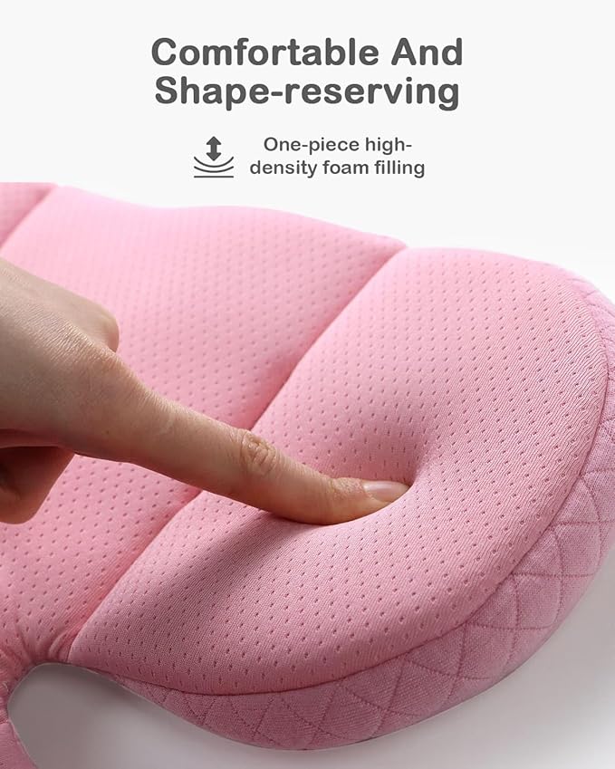 Infant Car Seat Insert Adjustable Head Support for Preemie Newborn Toddler, Reversible Baby Head Body Support Cushion for Carseats and Strollers Side Impact Protection - Pink