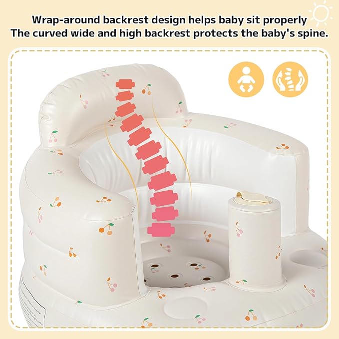 Inflatable Baby Seat for Babies 4-36 Months Inflatable Baby Chair Infant Back Support Sofa Newborn to Toddler Portable Baby Floor Seats for Sitting Up Baby Floor Seater