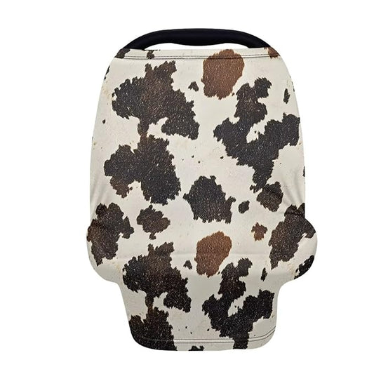 Cow Print Car Seat Covers Canopy Cover - Multi-use Cover Carseat Canopy, Breathable Breastfeeding Cover, Easy to Install Car Seat Covers for Bbies