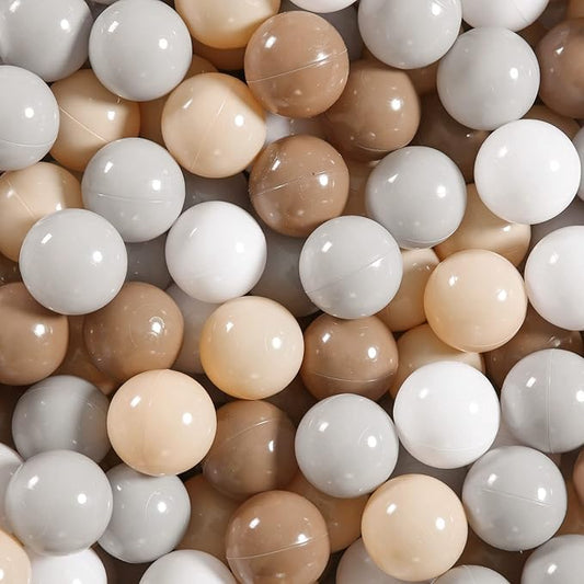 GOGOSO Balls for Ball Pit - Plastic Ball for Toddlers 1-3, Baby Kids Ball Pool Decoration 50 100 200 300 500 1000 (Grey+Coffee+ Beige+White, 50 Balls)