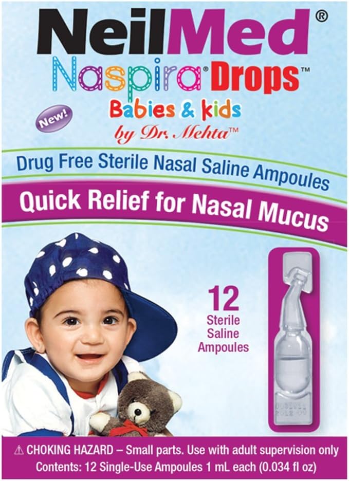 NeilMed Naspira Drops - Easy Twist-Off 12ct Ampoules, (Packaging May Vary) (Pack of 2)