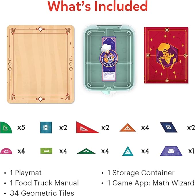Osmo - Math Wizard and the Fantastic Food Truck Co. Games iPad -Ages 6-8/Grades 1-2 -Learn Geometry-Curriculum-Inspired-STEM Toy Gifts for Kids, Boy & Girl-Ages 6 7 8 (Osmo Base Required)