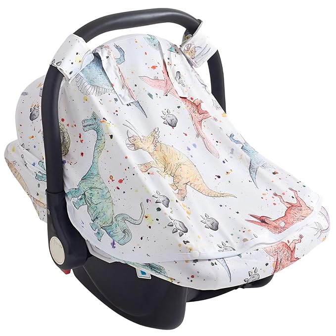 Baby Car Seat Cover, Infant Carrier Canopy for Boys Girls with Two Way Zipper Windproof 3 Modes with Extra Large Mesh Window for Stroller Car Seat (Style 1)