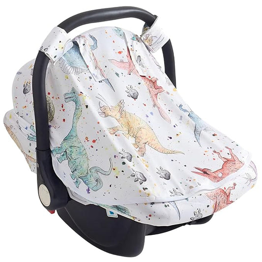 Baby Car Seat Cover, Infant Carrier Canopy for Boys Girls with Two Way Zipper Windproof 3 Modes with Extra Large Mesh Window for Stroller Car Seat (Style 1)