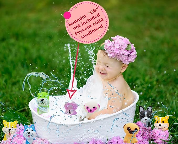 Chochkees Assorted Rubber Dog Toy Doggies for Kids and Toddlers, Bath Birthday Baby Showers Classroom, Summer Beach and Pool Activity, 2" Inches (6-Pack)