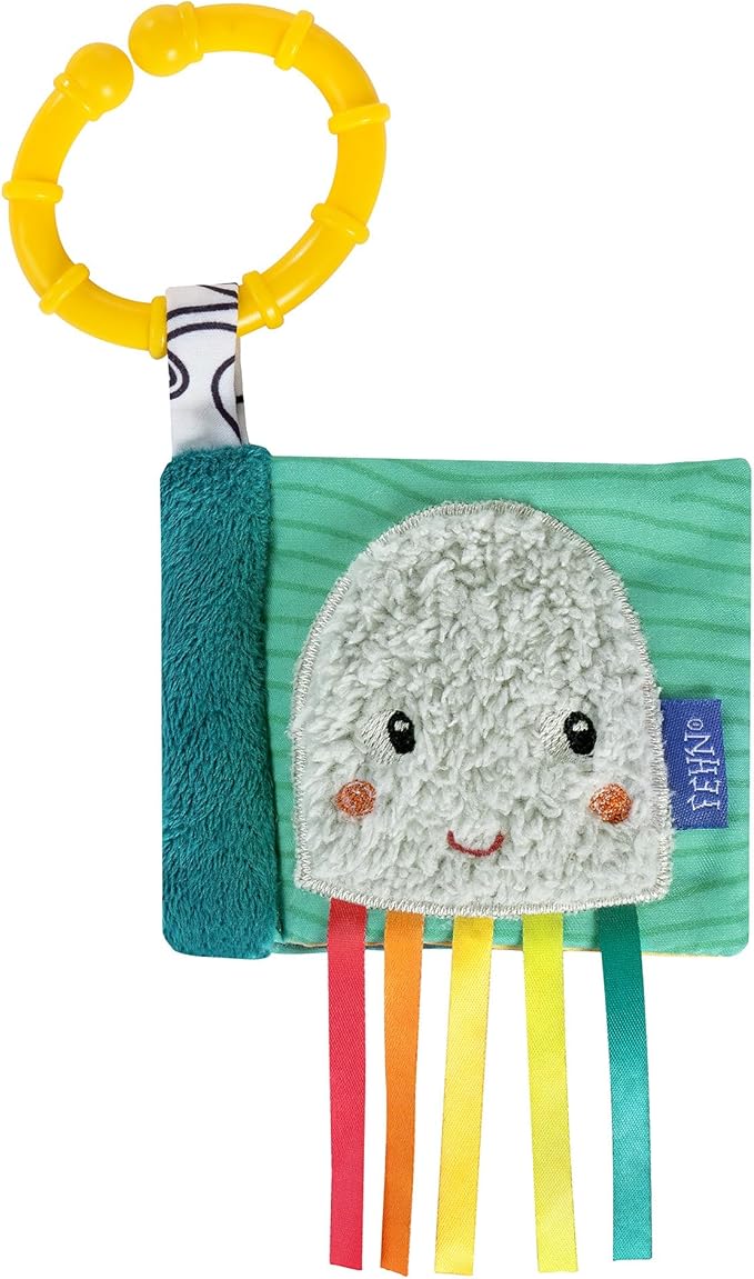 Fehn Mini Book Rustling Octopus – Mini Touch Book: 6 Pages with Exciting Materials and Functions to Touch, Grab and Admire – Optimal for Home and on the Go