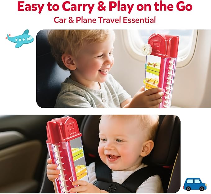 Farm Egg Drop Toy for Toddlers 2-4, Montessori Toy for 2 Year Olds, Fine Motor Activity, Cause and Effect Learning, Quiet Travel 2 3 Year Old Gift for Boys Girls