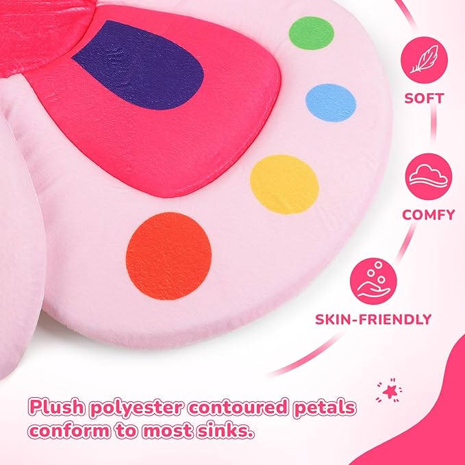 YooxArmor Baby Bath Pad for Infant Bathtub Sink, Non-Slip Flower Bathtub for Infants 0-6 Months, Soft Baby Sink Bath Cushion for Babies Bath Time, Newborns Bath Essentials Must Haves-Butterfly