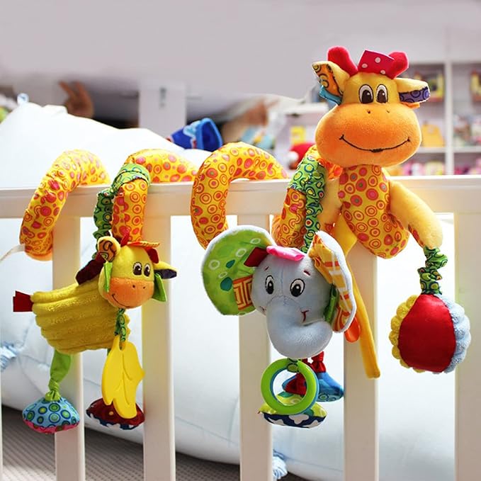 Baby Pram Crib Ornament Hangings Yellow Cute Little Deer Shape Design Spiral Plush Toys Stroller and Travel Activity Toy