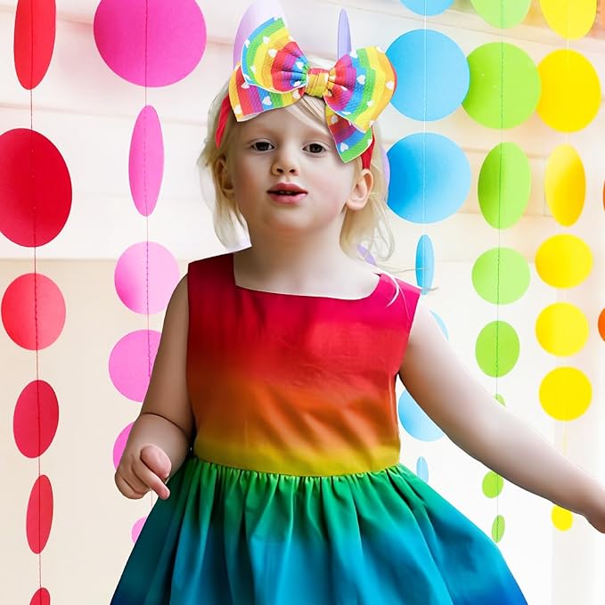 Toddler Hair Bows Gay Pride Hair Accessories, 2 Pcs 6 inches Rainbow Newborn Headbands Big Bows for Infant Girl - Rainbow Diagonal Stripe & Rainbow Stripe with White Heart Patterns