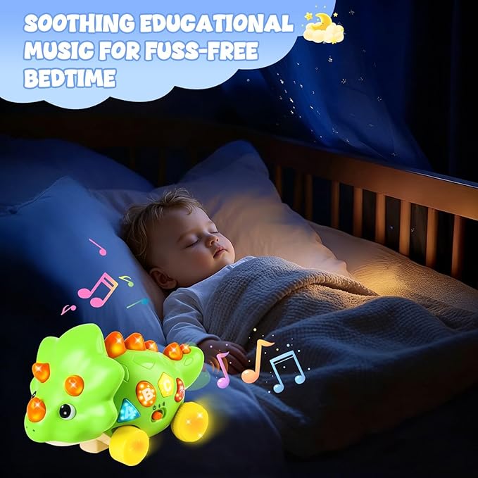 Musical Dinosaur Toy for Baby, Dinosaur Crawling Toys for 3-9 Months, Babies 6-12 Months for Early Development Learning Toys with Light & Sound, Birthday Gift for 1 2 Year Old Toddlers