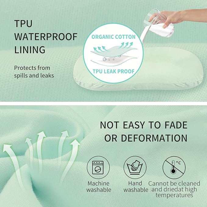 Pucmaoci Organic Waterproof Baby Lounger Covers | 100% Organic Cotton| Removable Cover with Waterproof Liner | Machine Washable and Dry (Cover only) (Green)
