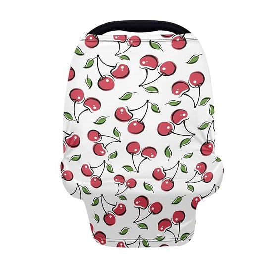 LedBack Car Seat Cover for Babies Baby Stuff Nursing Breastfeeding Cover, Soft Breathable Baby Carseat Canopy, Cherry Pattern