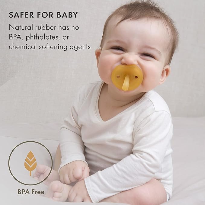 Natursutten 2-Pack Natural Rubber Pacifiers - Safe & Soft BPA-Free Pacifier for Breastfeeding Babies, Made in Italy, Butterfly Shield Round Nipple, Newborn 0-6 Months
