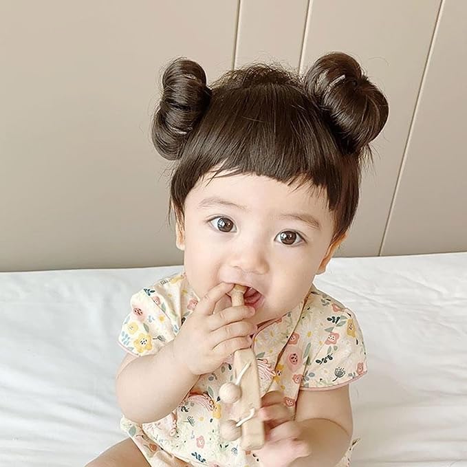 Baby Girls Wig Headwear Children's Hairband Bun Wig Hairpiece Short Curly Hair Accessory Lovely Headdress Bangs