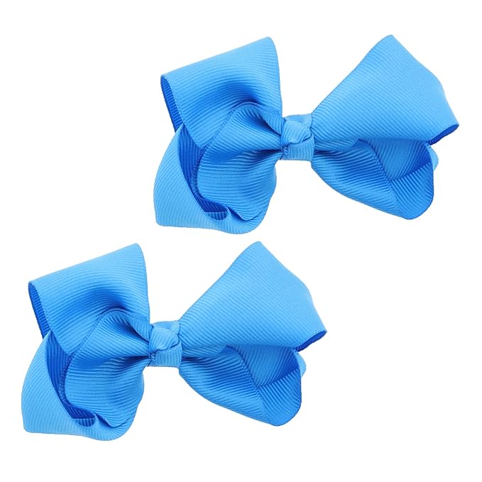 3 Inch Grosgrain Bow for Little Girls- Set of 2 (Blue)