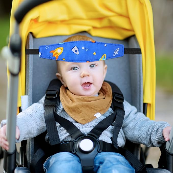 HESTYA 2 Pcs Carseat Head Support Toddler, Stroller Seat Headrest for Sleeping Traveling, Neck Relief Headband Strap for Kids Children Toddler Infant(Space)