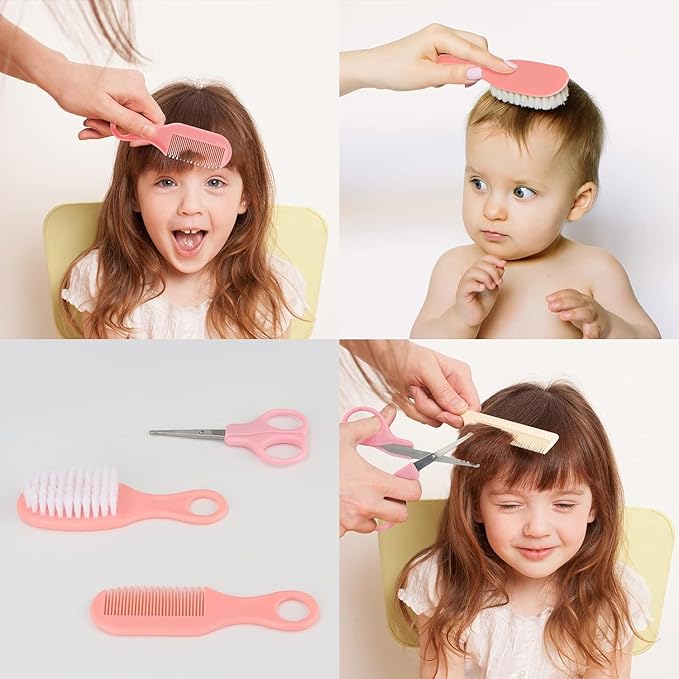Baby Grooming and Healthcare Kit, Portable Baby Safety Care Set with Hair Brush Comb Nail Clipper Nasal Aspirator for Nursery Newborn Infant Girl Boy (31 in 1, Pink)