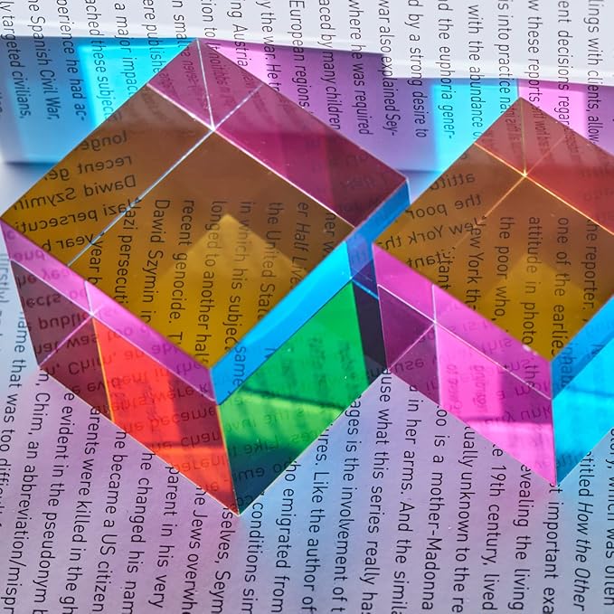 CMY Color Cube, 2.0 inch (50mm) Acrylic Mixing Color Cube Prism for Physics Education Desktop Decoration Scientific Toys,Gifts for Kids