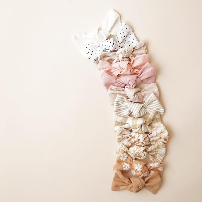 Niceye Baby Hair Clips - 24 Pcs Fully Lined Hair Bow Clips for Fine Hair Cotton Tiny Hair Barrettes for Infants, Toddlers, and Little Girls