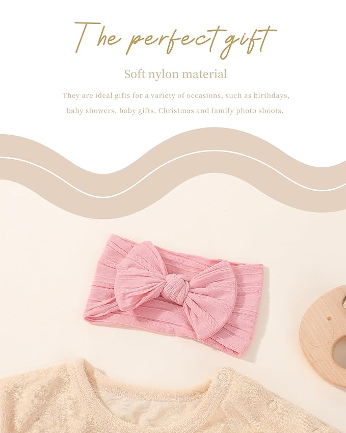 jollybows 3PCS Baby Bows Headbands Soft Nylon Baby Girl Headbands for Newborn Infant Toddler Kids Christmas Bow Wide Hairbands Hair Accessories(White Pink Red)