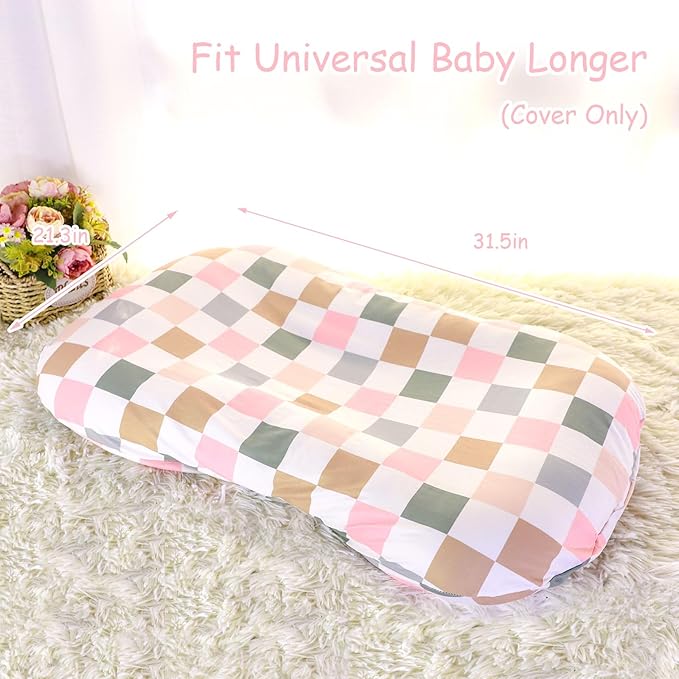 DILIMI Baby Lounger Cover for Boys and Girls, Removable Cover Ultra Soft Comfortable Lounger Slipcover, Colorful Checkerboard (Lounger not Included)