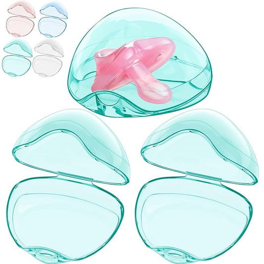 Smlpuame Pacifier Case,3 Pack BPA Free Pacifier Holder Case,Transparent Container Box for Baby Binky（Not Included),Essential Pacifier Accessories,Alway Keep Paci Clean,Easy to Clean(Green)
