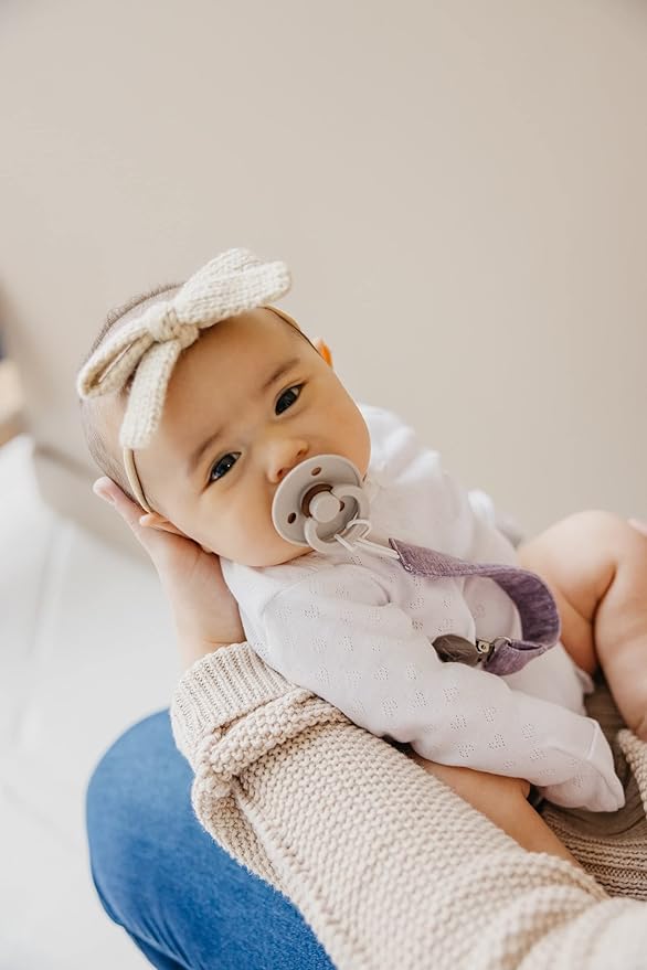 Copper Pearl Pacifier Clip 3-Pack: Premium Knit Binky Clips for Baby Girls and Boys - Stylish Stainless Steel Pacifier Holder Clip - Baby Pacifier Clips for No More Floor Drops - Lacie