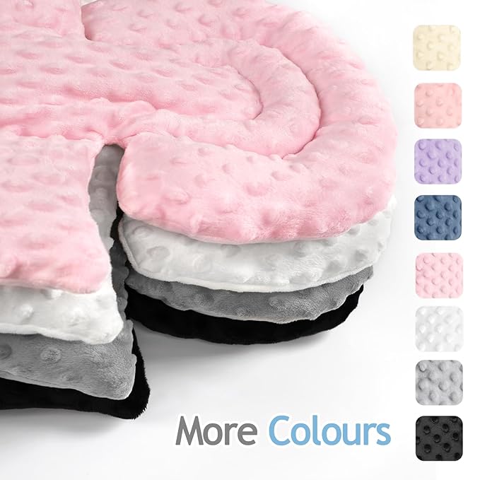 Infant Car Seat Insert Boy Girl, 3 in 1 Newborn Carseat Insert with Strap Pads,Car Seat Head Support for Baby Strollers, Swings, and Bouncers,Comfortable and Machine Washable, Pink