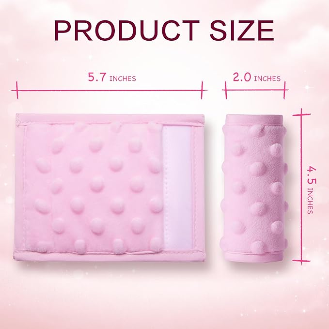 Pro Goleem Car Seat Strap Covers for Babies Girl Soft Car Seat Strap Shoulder Pads for All Car Seats, Stroller, Pushcar, Small Size Designed for Newborn, Pink