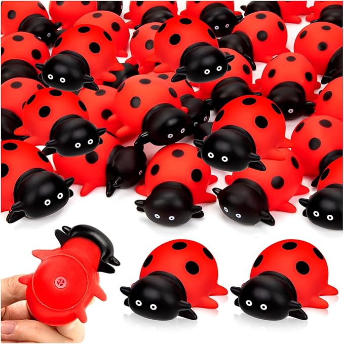 25Pcs Mini Ladybug Toys, Lady Bugs Realistic Bath Animals, Ladybug for Floating Bathtub Toys Summer Birthday Gathering Decorations