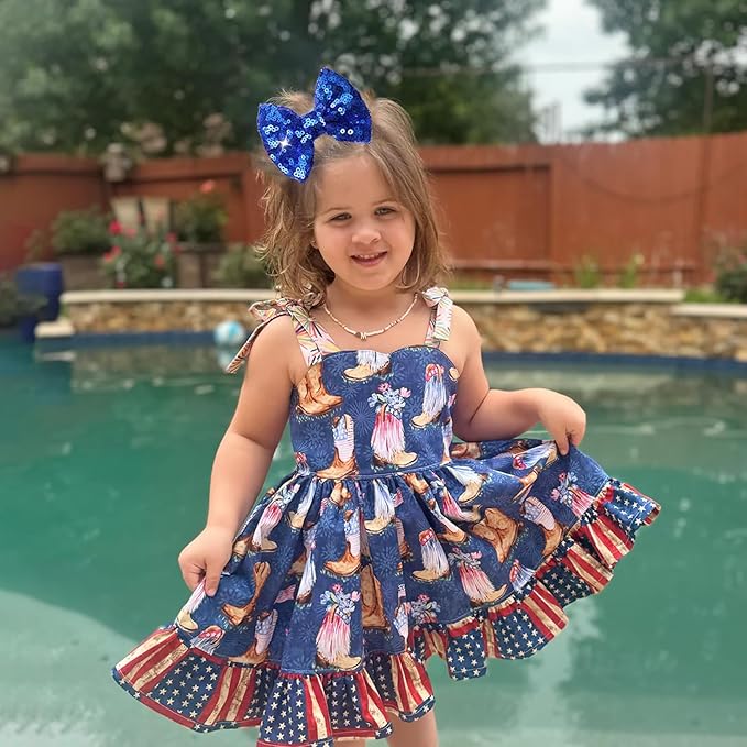 4th of July Hair Accessories: Sequin Alligator Clips, Glitter Bows, Barrettes for Girls, Teens Gift