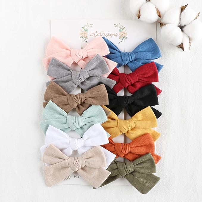 Baby Girl Hair Clips, 12 Pack Large Bows Barrettes Fully Lined Alligator Clip Hair Accessories for Little Girls Toddler Kids Children