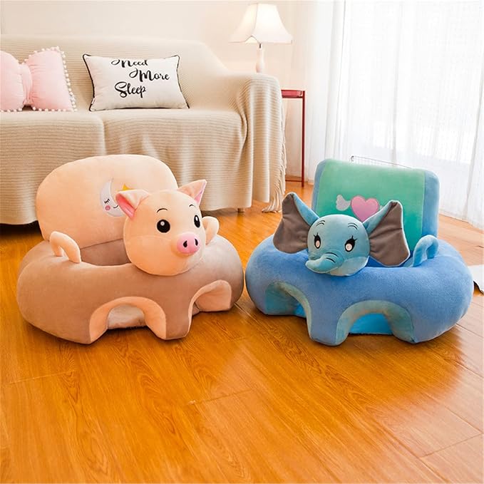 Baby Support Seat, Animal Shaped Baby Learning to Sit Chair Keep Sitting, Baby Floor Plush Lounger for 3-24 Months Baby, Piggy
