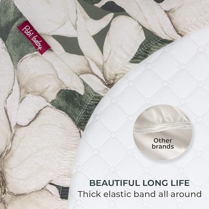 Pobibaby - 2 Pack Premium Pack N Play Sheets Fitted for Standard Pack and Plays and Mini Cribs - Ultra-Soft Cotton Blend, Stylish Floral Pattern, Safe and Snug for Baby (Zephyr)