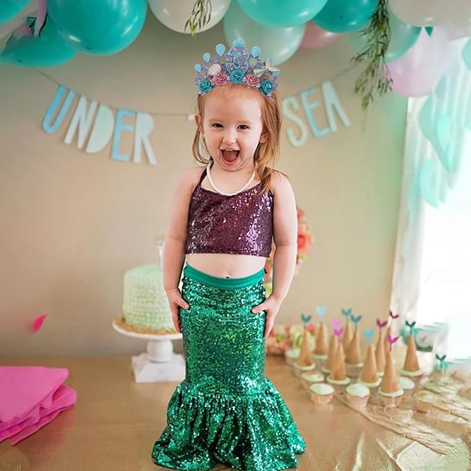 Mermaids 1st Birthday Hairband for Babys - Purple Flower Birthday Hairband for First Party Decors,Baby Girl Purple Headband