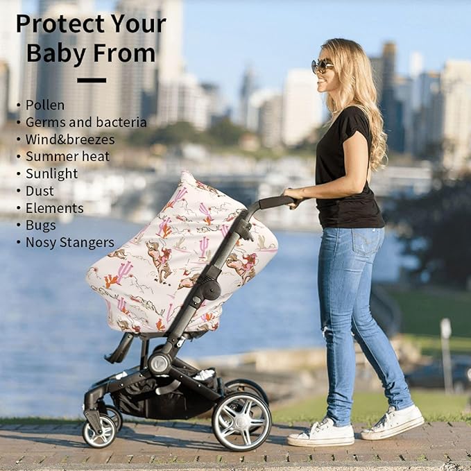 Western Baby Car Seat Covers Western Baby Stuff Multi-use Carseat Canopy for Boys and Girls Stretchy Infant Carseat Cover Shower Gifts