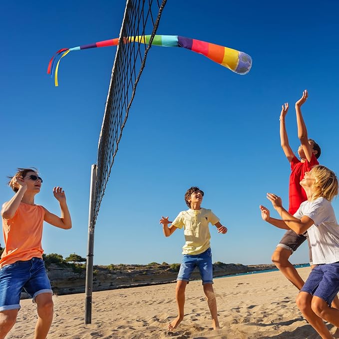 Leyndo 12 Pcs Throw and Catch Soccer Balls with Rainbow Tail, Fun Colorful Sports Comet Balls Playground Toys for School Classroom Beach Outdoor Camping Healthy and Fun Games, 23.6 Inch Long